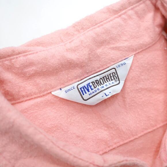 Vintage 90s Five Brother Pink Flannel Work Shirt Mens Small - Picture 6 of 8